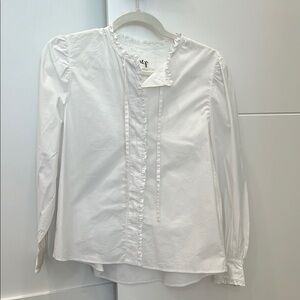 Ba&sh White Ruffled Long Sleeve Blouse